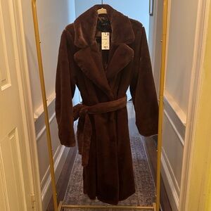 Piombo Rich Brown Faux Fur Coat